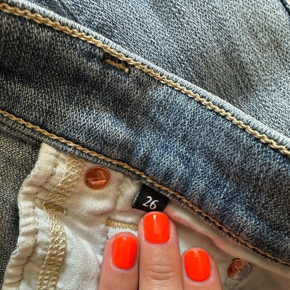 7 For All Mankind The Ankle Skinny Star Embroidered Blue Jeans in Trio size 26 - Picture 6 of 8